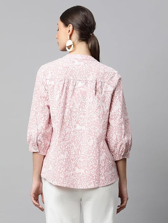Beige Floral Cotton Top