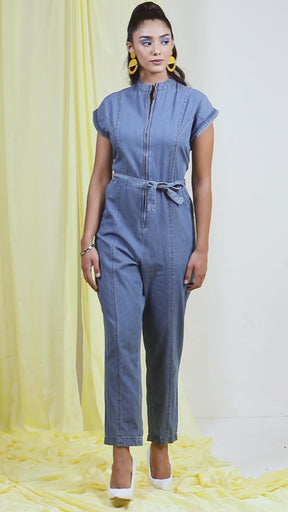 Women Bluish Denim Jumpsuit