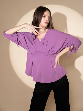 Women V-Neck Regular Fit Peplum Top