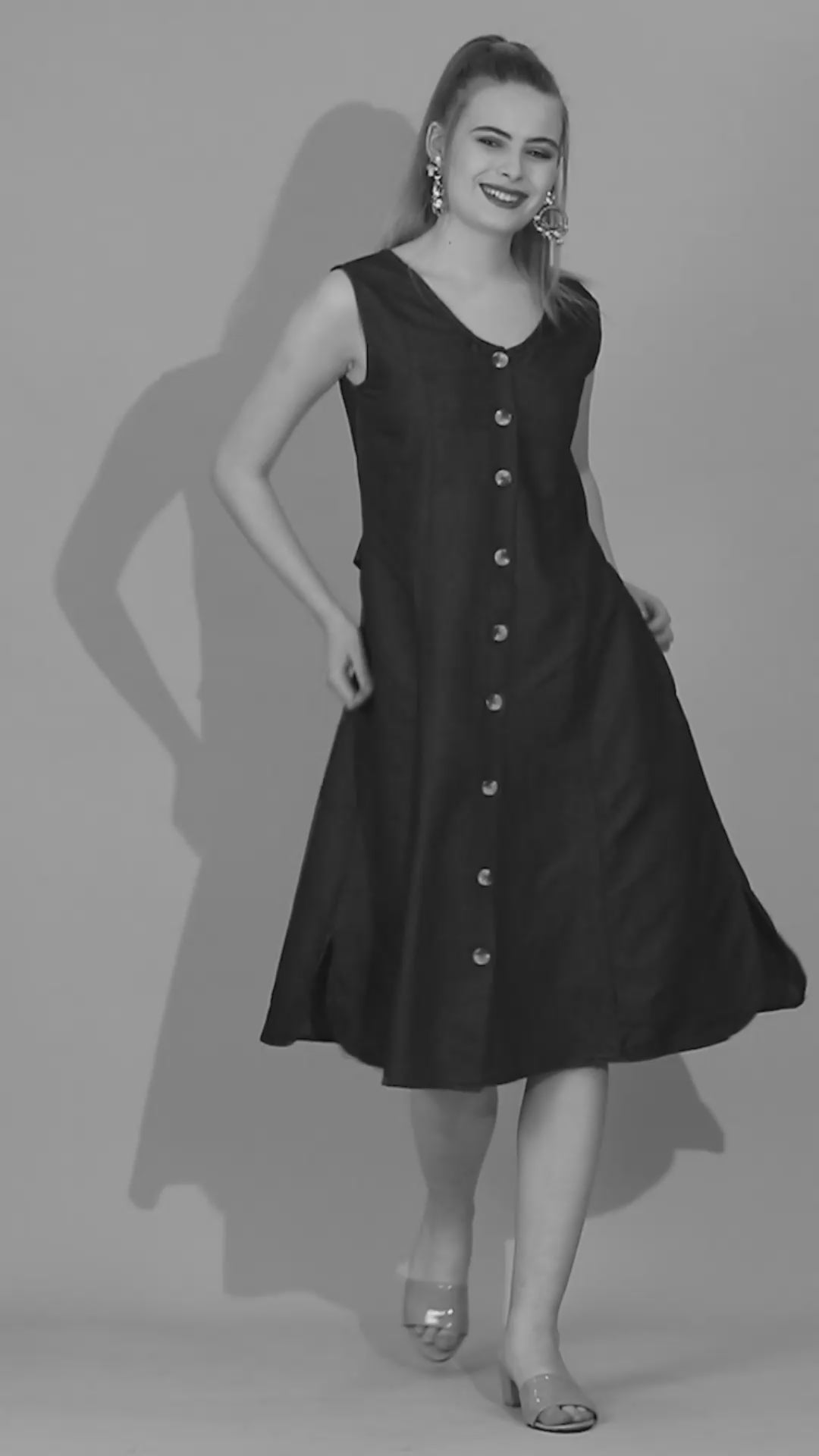 Dark Blue Denim A-Line Dress