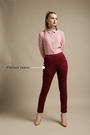 Women Maroon Mid-Rise Ankle Length Stretchable Jegging