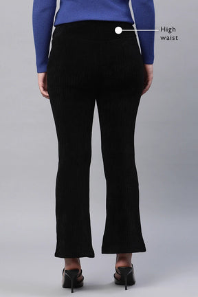 Black Cordroy High Rise Bootcut Jegging