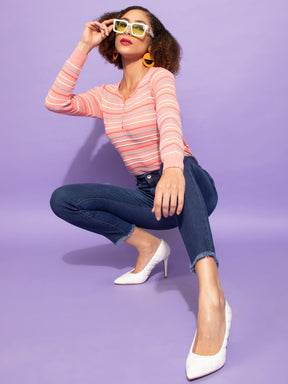 Blue High Waist Slim Fit Jeans