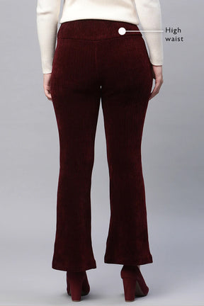 Wine Cordroy High Rise Bootcut Jegging
