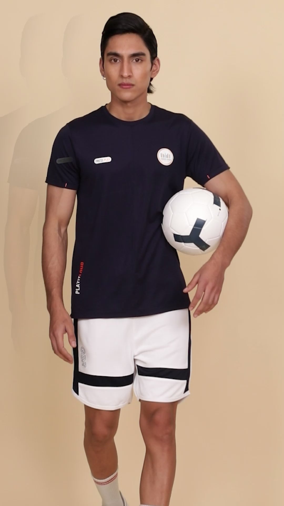 Mens Navy Blue Round Neck Solid T-Shirt