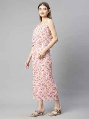 Women Dusty Pink Floral Printed Co-ord Set