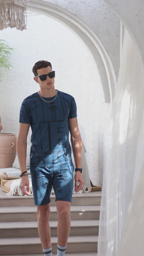 Blue Typography Viscose Set