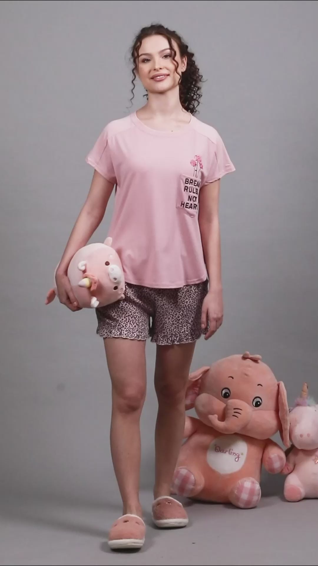 Women Oval Neck Dust Pink Loose Fit Top
