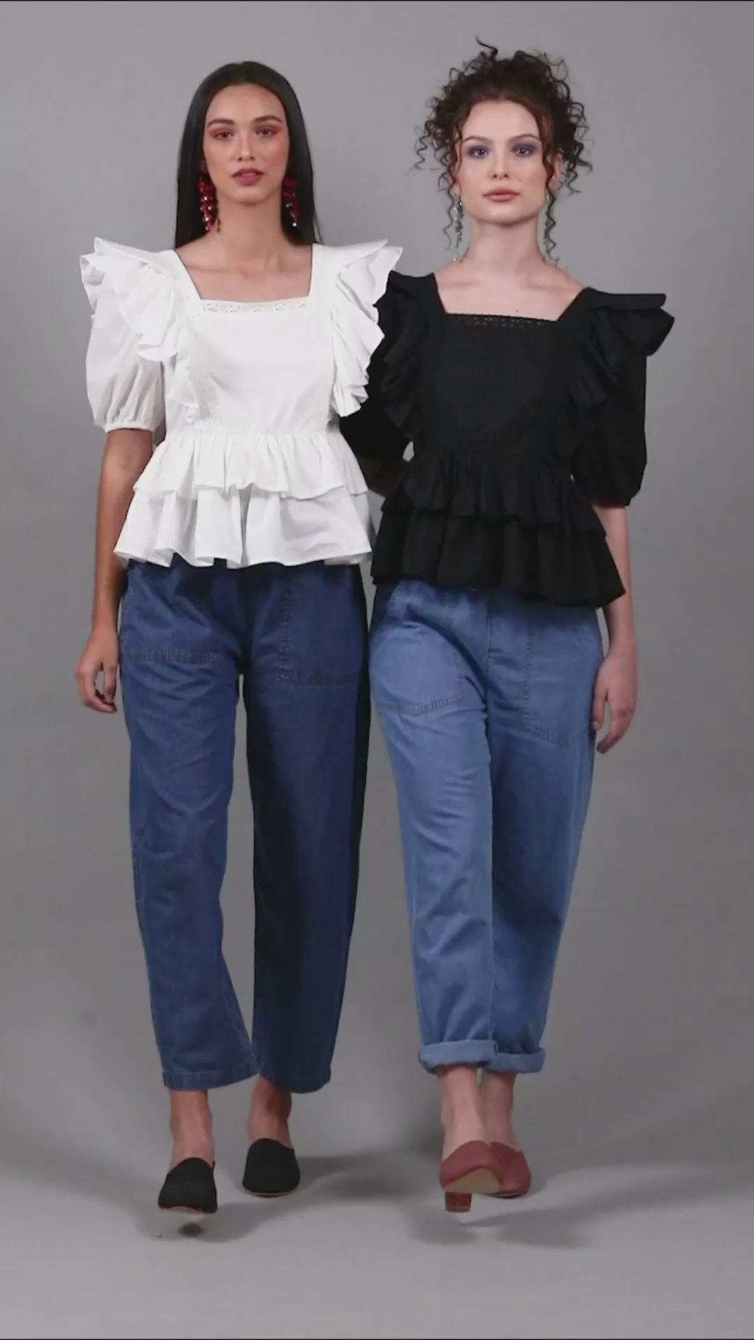 Women Butterfly Peplum Blouson Top