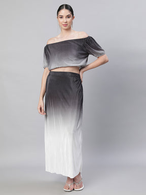 Women Grey & White Striped o-ord Set
