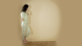 Green Hosiery Three Quarter Sleeve Printed Top & Pyjama Night Suit Set