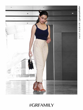 Beige Ankle Length Cotton Lower