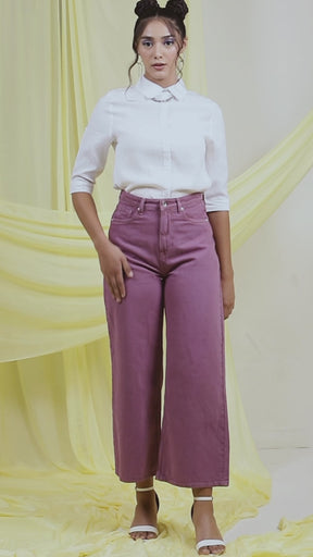 Purple Loose Fit Ultra Flared Jeans For