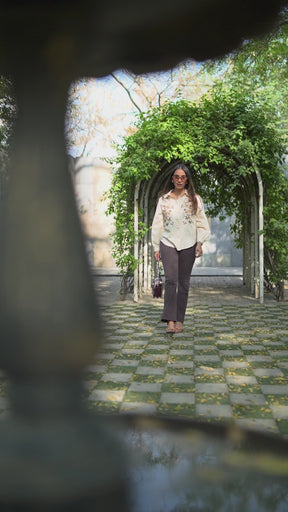 Sand Solid Satin Relaxed Fit Shirt
