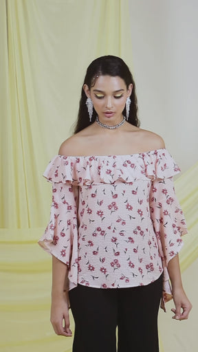 Women Baby Pink Floral Printed Top