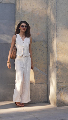 Cream Embroidered Co-ord Set