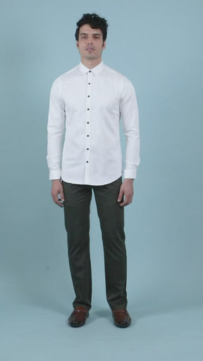 Men White Semi- Formal Shirt