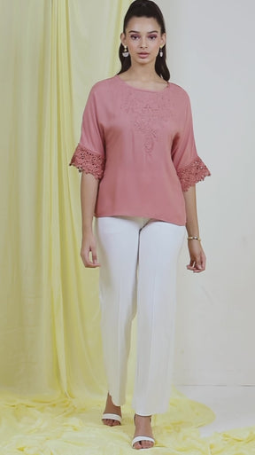 White Laced Tee Tops For Women