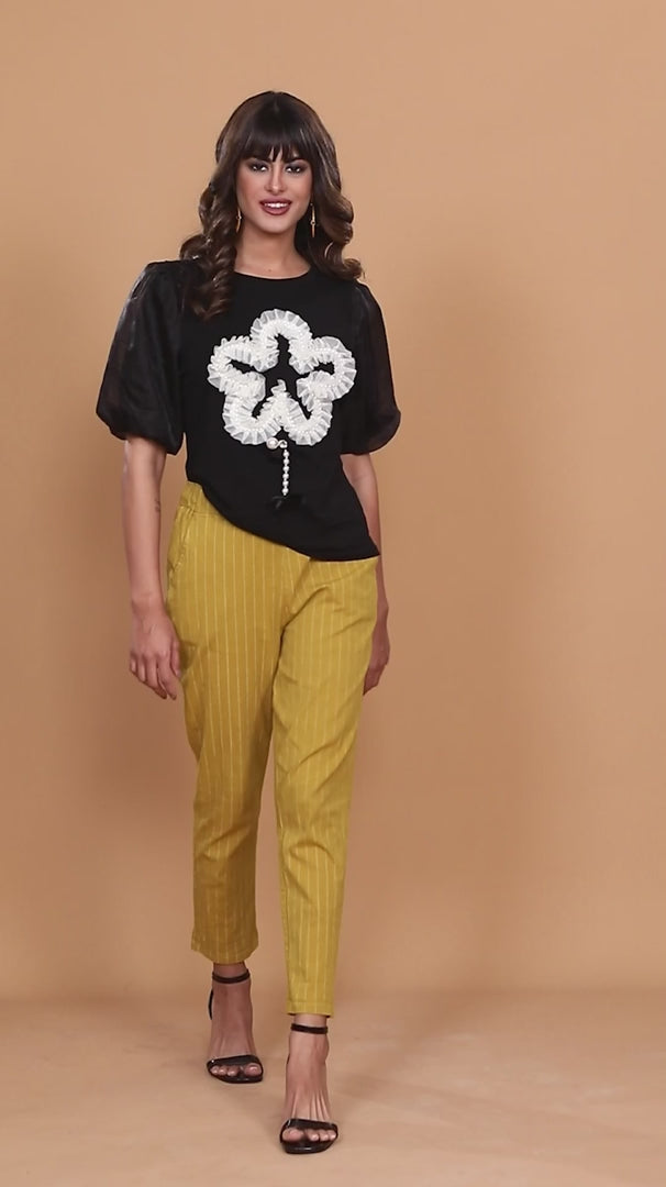 Regular Fit Color Hosiery Applique T-Shirt