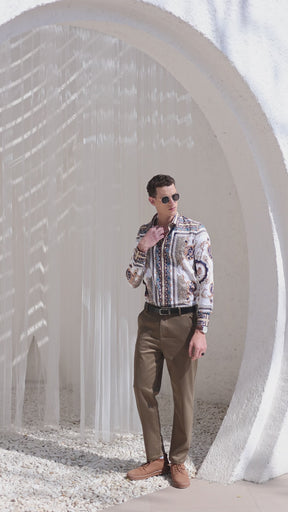Abstract Animal Print Cotton Shirt
