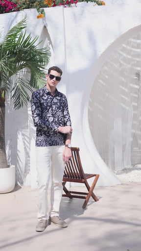 Black Floral Cotton Shirt