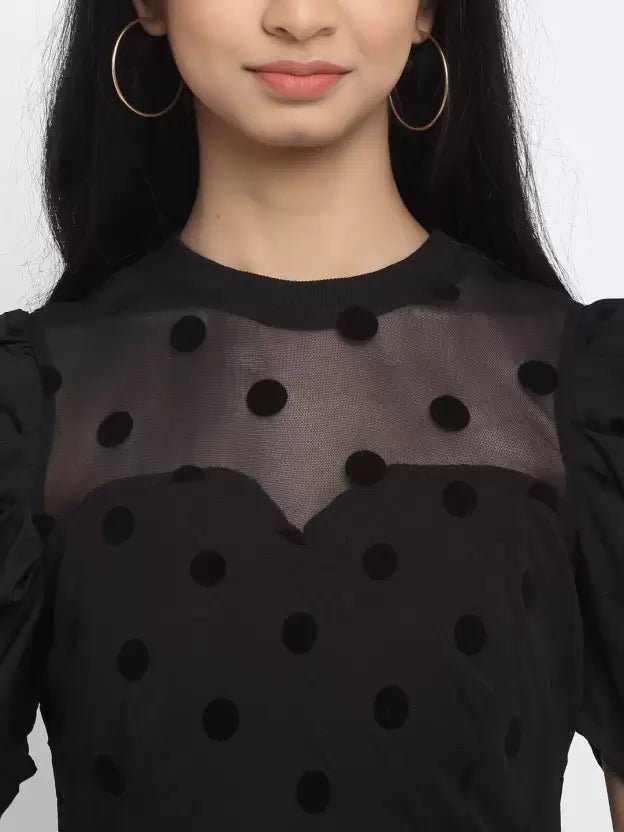 Black Printed Midi Length Dress - Global Republic