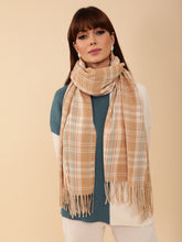 Women Checkered Brown Stole