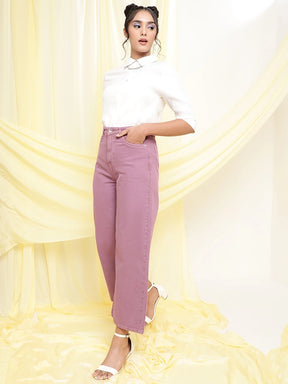 purple loose fit ultra flared jeans for women