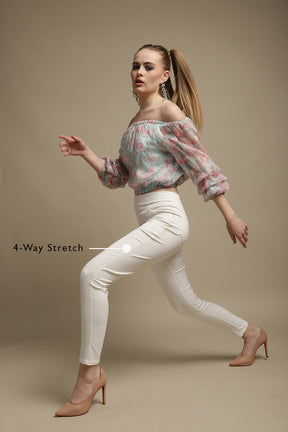 High Waisted White Jeggings for Women