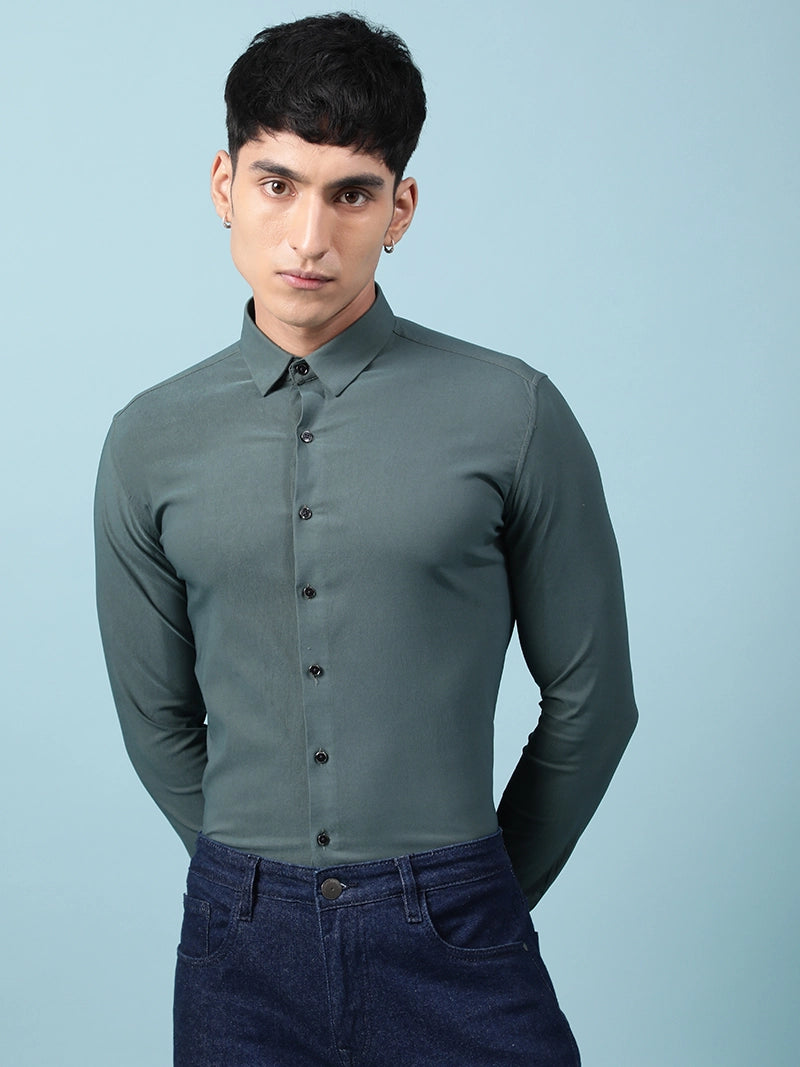 Men Fungus green Collared Shirt