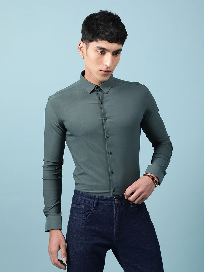 Men Fungus green Collared Shirt