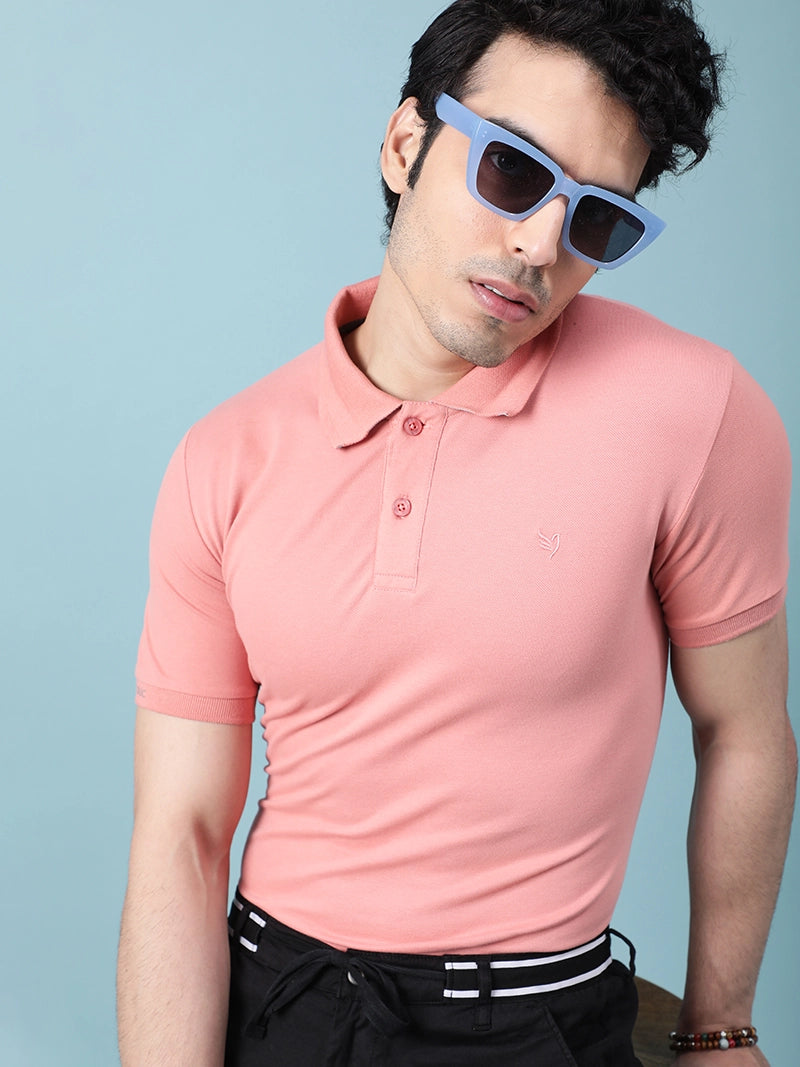 Men Reddish Pink Polo T-Shirt