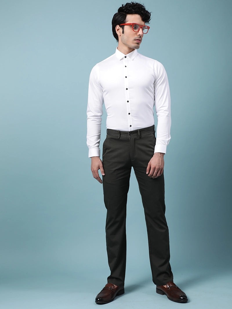 Men White Semi- Formal Shirt