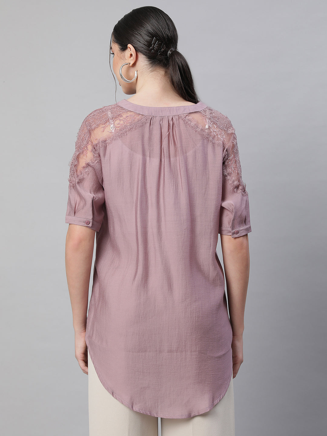 Women Asymmetric Hem Kurta Top - Global Republic
