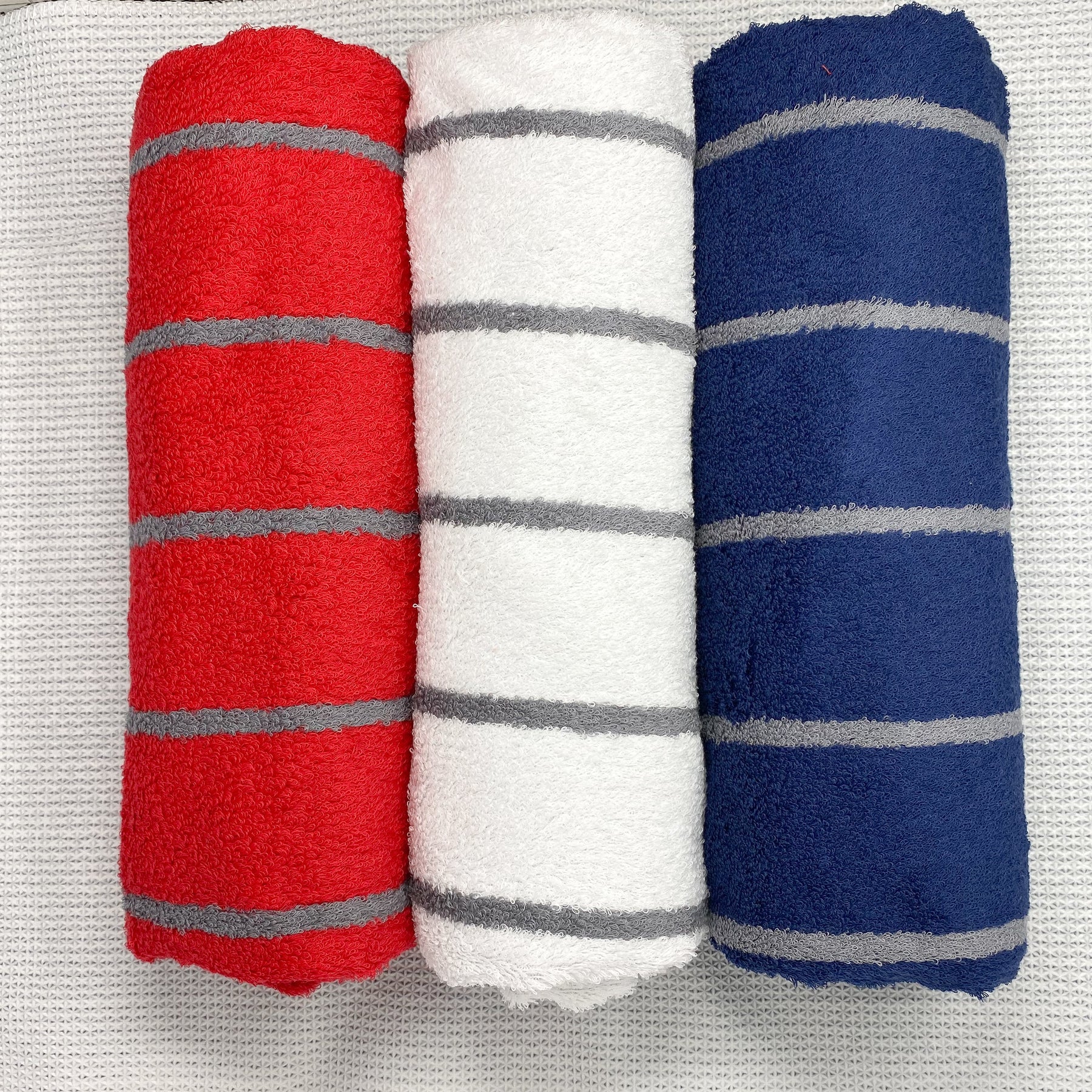 Blue, Grey and Red Super Absorbent Bath Towel (70x140) - Pack of 3