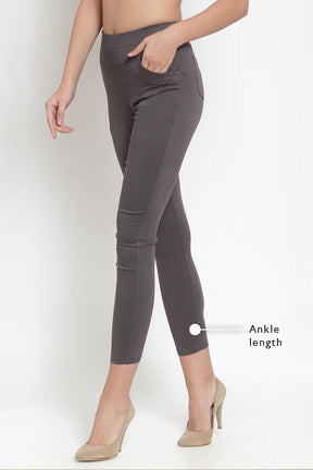 solid grey stretchable jeggings