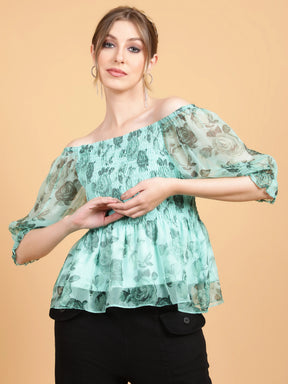 Women Off Shoulder Floral Printed Top