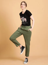 olive green plain cotton lower