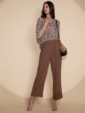 Women Regular Fit Collar Neck Printed Blouson Top