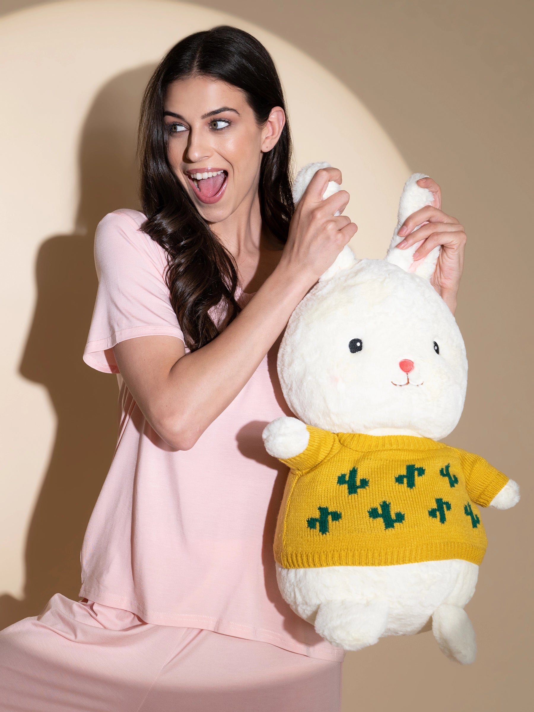 Women Pink Hosiery Loose Fit Night Suit Set - Global Republic