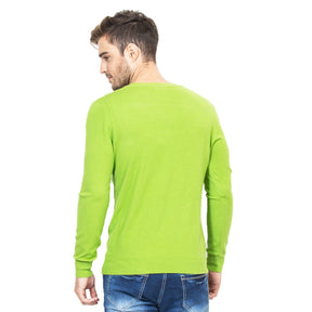 Mens Green Solid Pullover