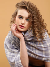 Women Mauve Soft Check Printed Viscose Stole