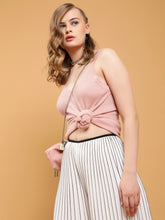 Women Shimmery Pink & Silver Slim Fit Camisole Top