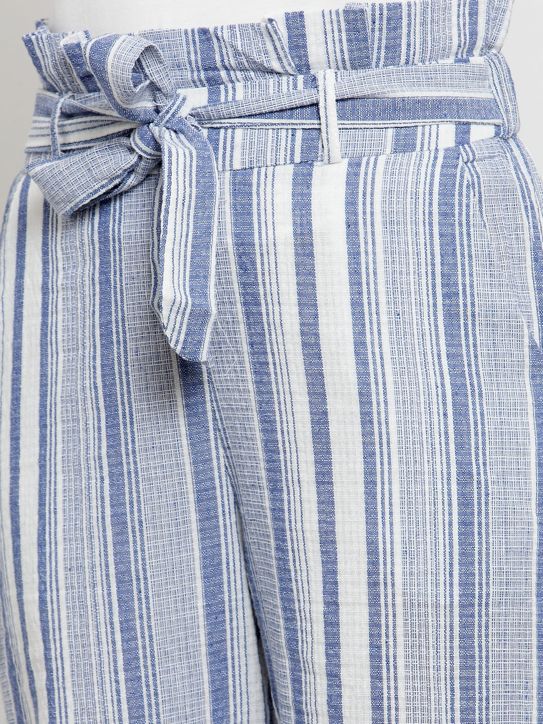 Women Blue Striped Relaxed Fit Lower