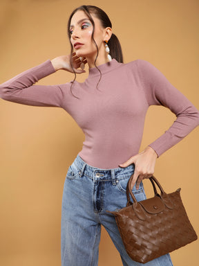 mocha high neck solid skeevi