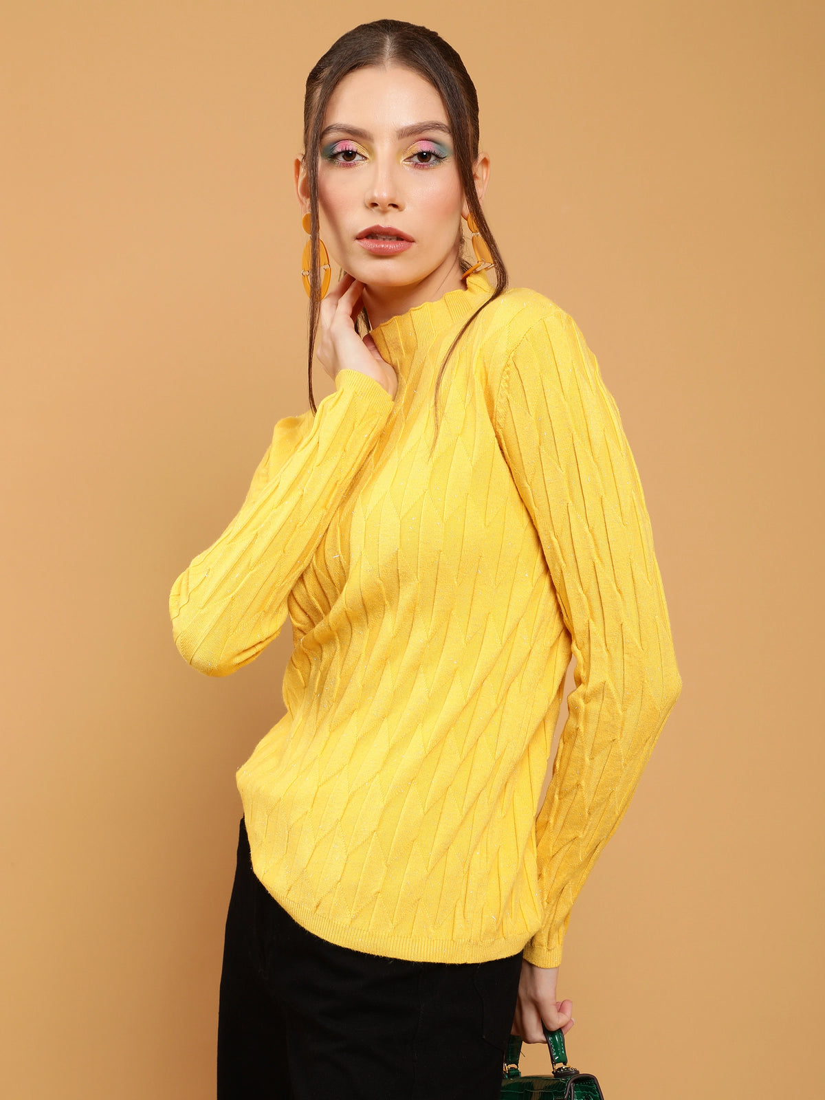 women high neck solid skeevi