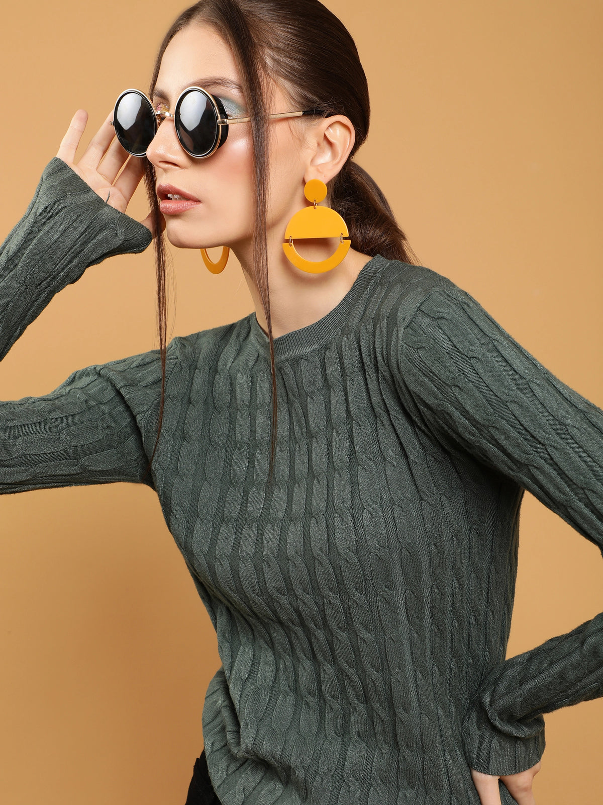 Olive Green Self Design Skeevi