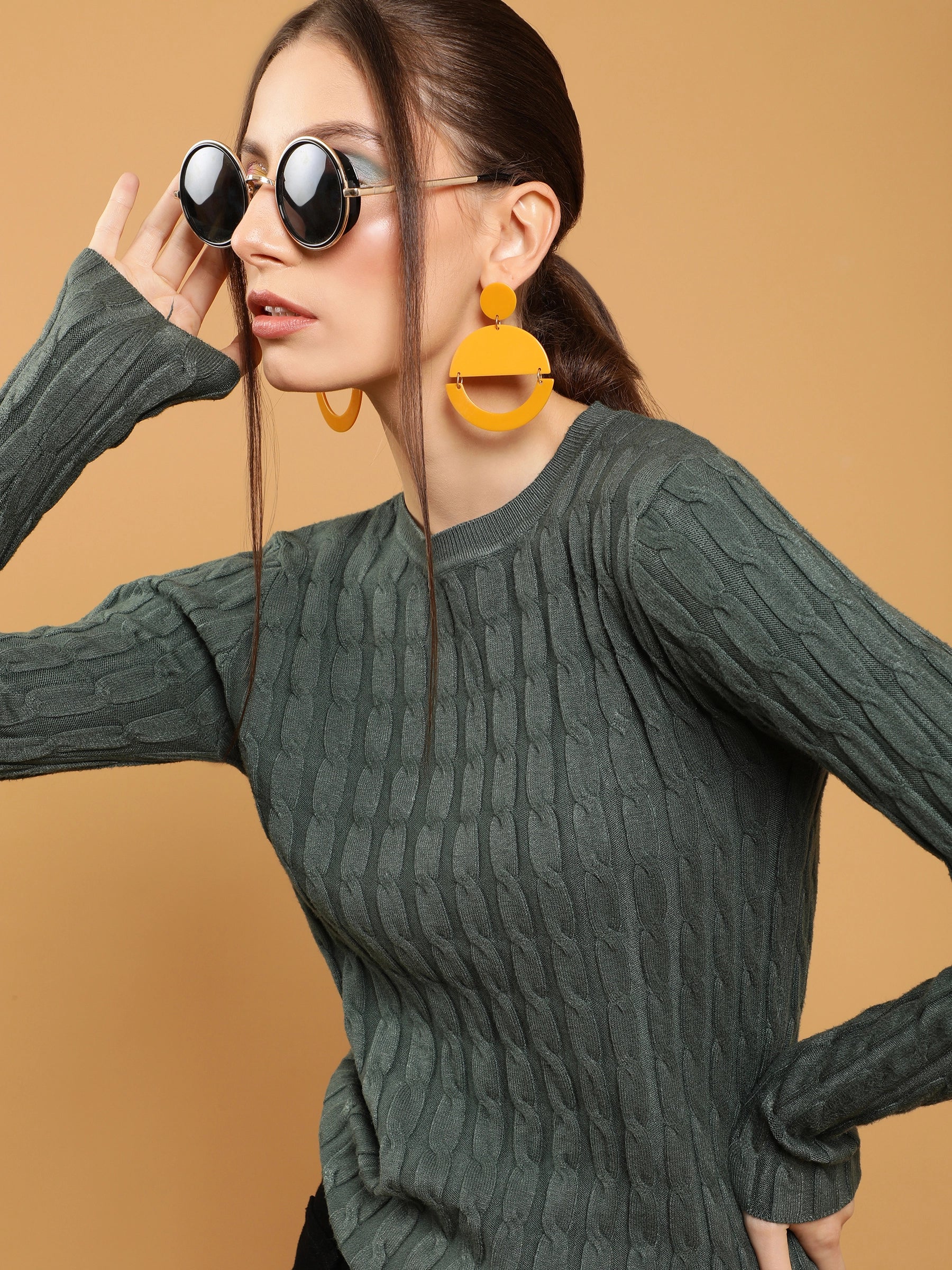 Olive Green Self Design Skeevi