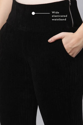 Black Cordroy High Rise Bootcut Jegging