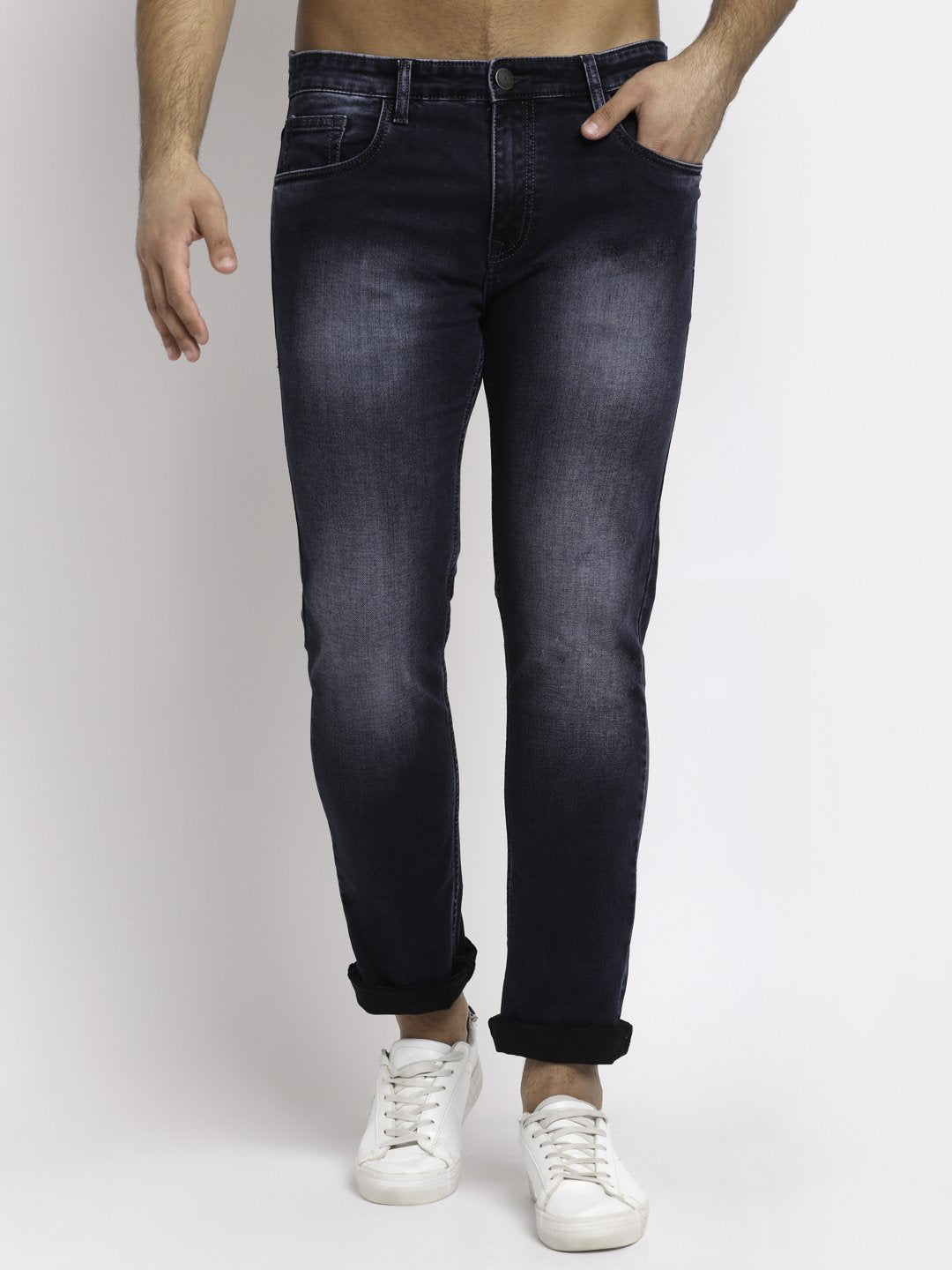 Men Grey Denim Solid  Mid Rise Full Length Jeans